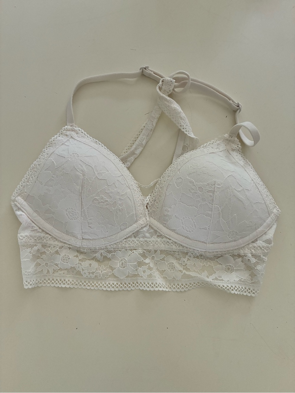 Victoria's Secret White Lace Longline Bralette